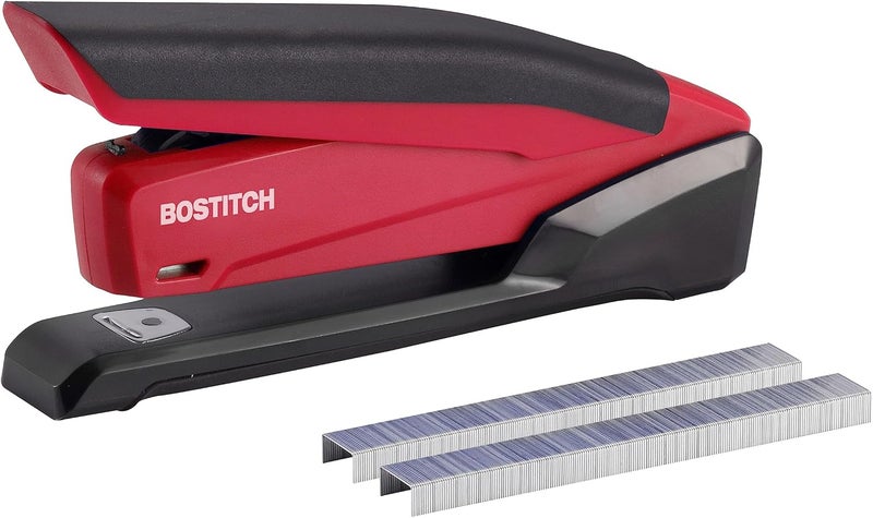 PaperPro Bostitch Office Executive 3 in 1 Stapler, Includes 210 Staples and Integrated Staple Remover, One Finger Stapling, No Effort, 20 Sheet Capacity, Spring Powered Stapler, Red - Image 1